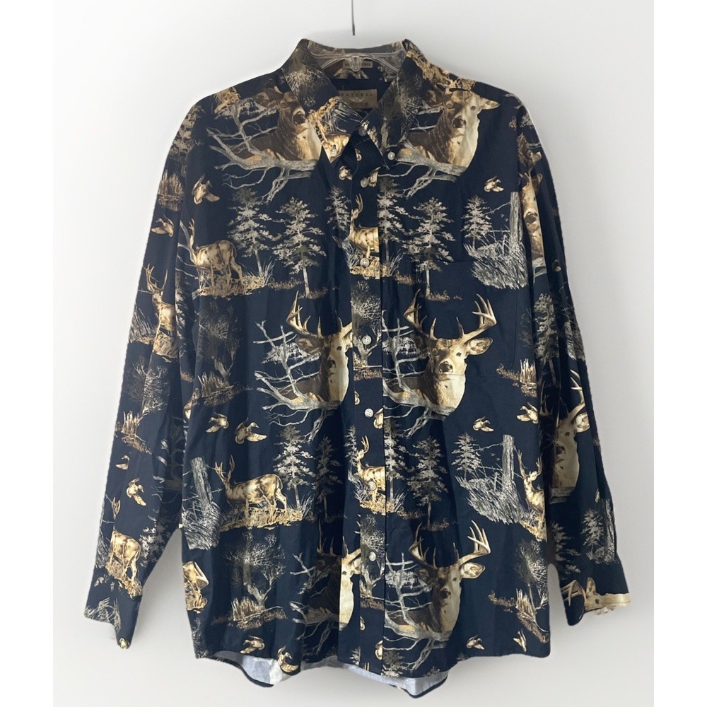Natural Issue Mens Size XL Stag Buck Deer Hunting‎ Long Sleeve Button Down Shirt
